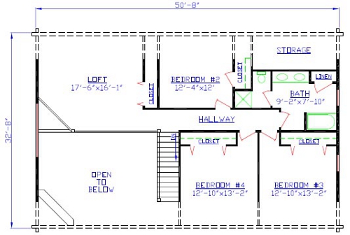 The Farmingdale Log Home  Floorplan