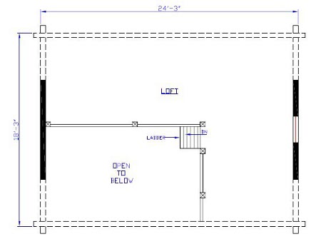 Mountain Series 1 and 2 Log Cabin Second Floor Plan